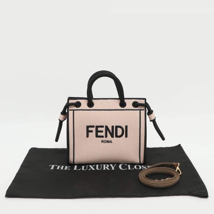 Pre Owned Fendi Mini Pink Canvas Shopping Tote