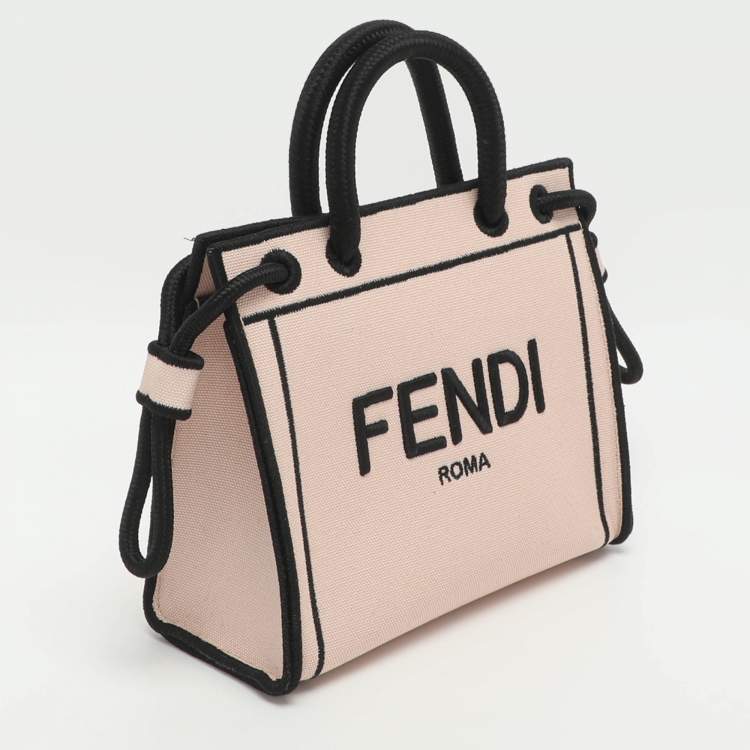 Pre Owned Fendi Mini Pink Canvas Shopping Tote