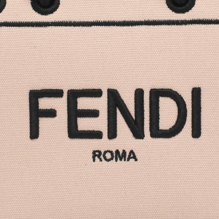 Pre Owned Fendi Mini Pink Canvas Shopping Tote