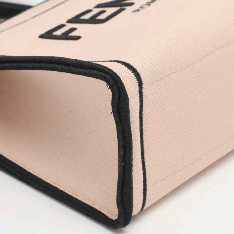 Pre Owned Fendi Mini Pink Canvas Shopping Tote