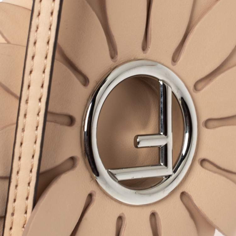 Pre Owned Fendi Beige Leather Micro Kan I Flower Shoulder Bag