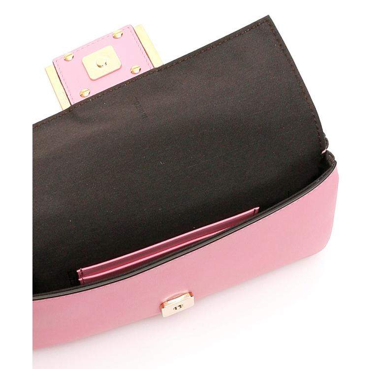 Pre Owned Fendi Pink Leather Baguette Duo Bag