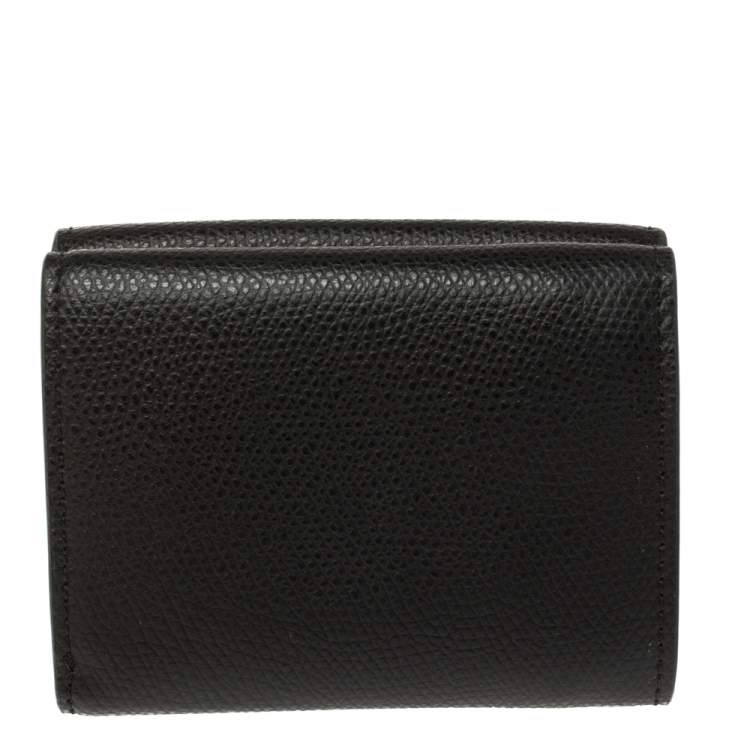 Pre Owned Fendi Black/Brown Zucca Leather Trifold Wallet