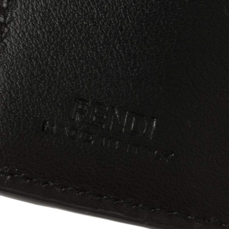 Pre Owned Fendi Black/Brown Zucca Leather Trifold Wallet