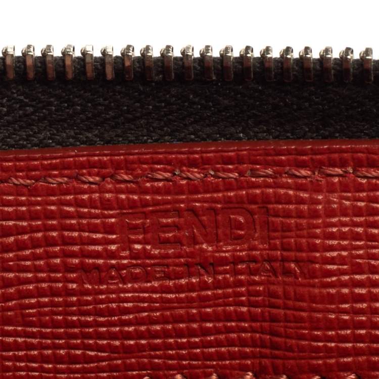 Pre Owned Fendi Multicolor Leather Mini Monster Eyes Zip Around Wallet
