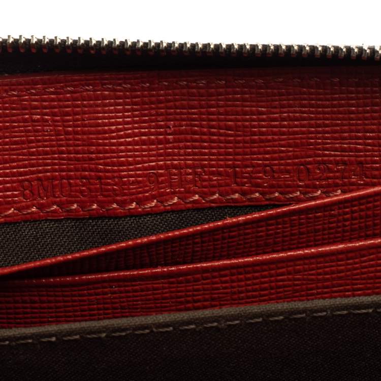 Pre Owned Fendi Multicolor Leather Mini Monster Eyes Zip Around Wallet