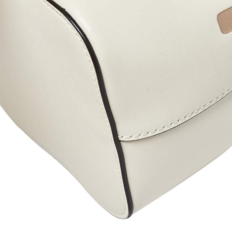 Pre Owned Fendi White Leather Mini Logo Mon Tresor Drawstring Bucket Bag