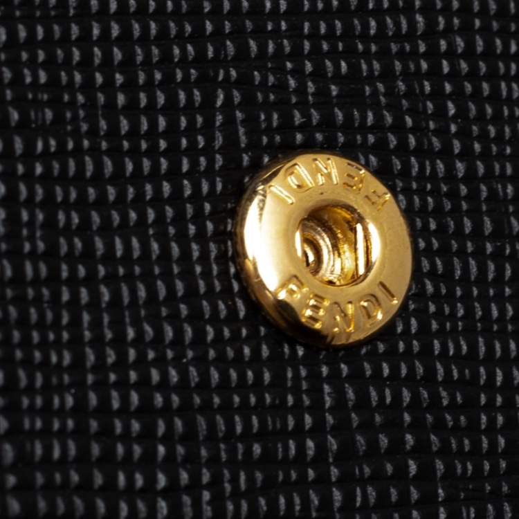 Pre Owned Fendi Black Leather Monster Eyes Continental Wallet