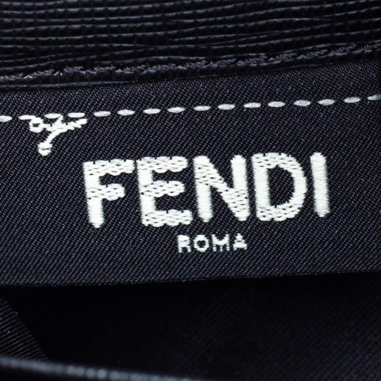 Pre Owned Fendi Black Leather Monster Eyes Continental Wallet