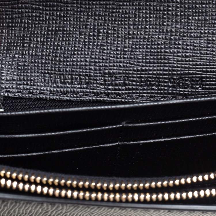 Pre Owned Fendi Black Leather Monster Eyes Continental Wallet