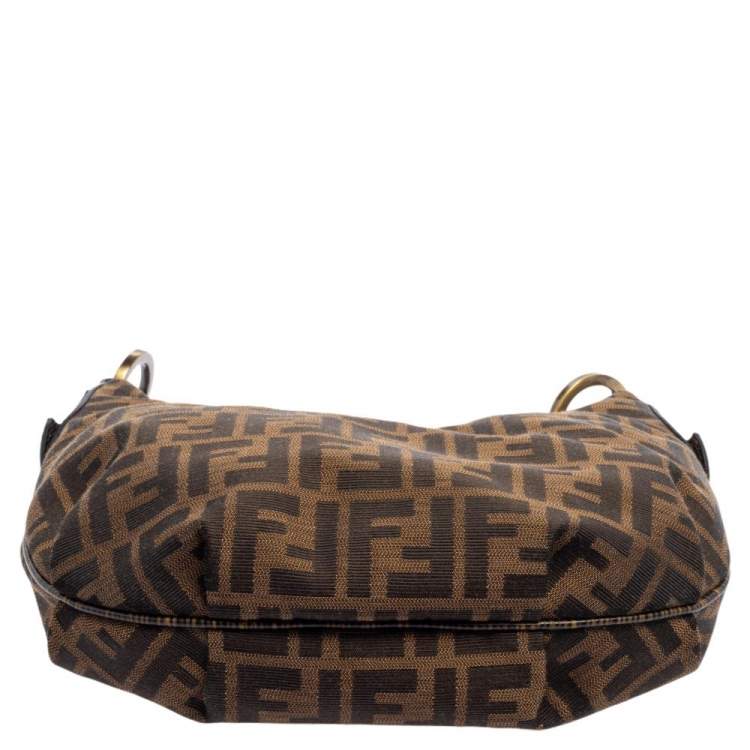 Pre Owned Fendi Tobacco Zucca Canvas and Leather Chef Chain Link Hobo
