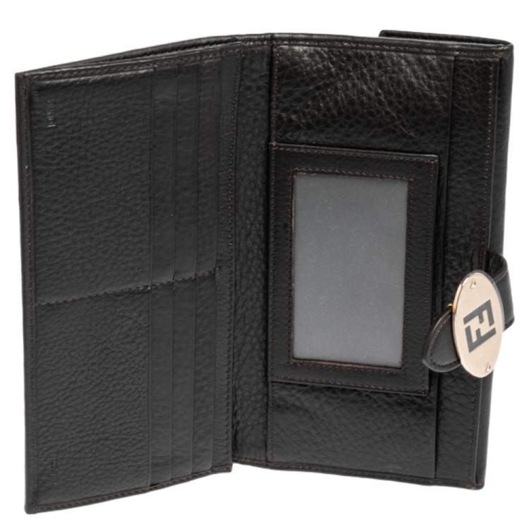 Pre Owned Fendi Tobacco Zucca Canvas and Leather Flap Continental Wallet