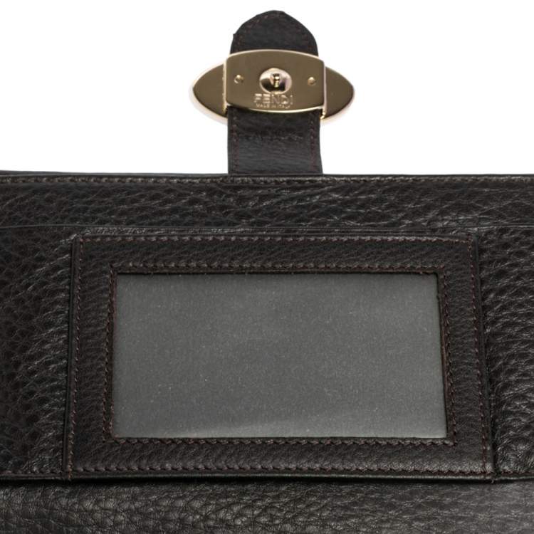 Pre Owned Fendi Tobacco Zucca Canvas and Leather Flap Continental Wallet