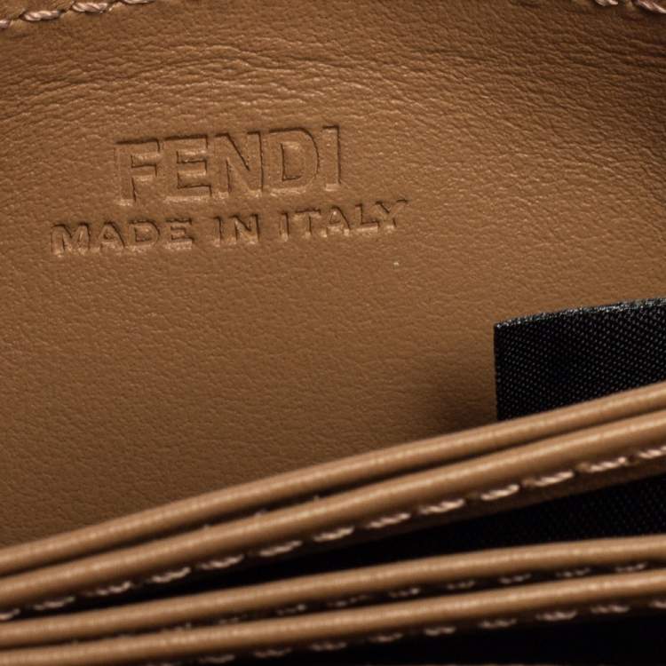 Pre Owned Fendi Burgundy Leather Single Stud Multiple Card Holder