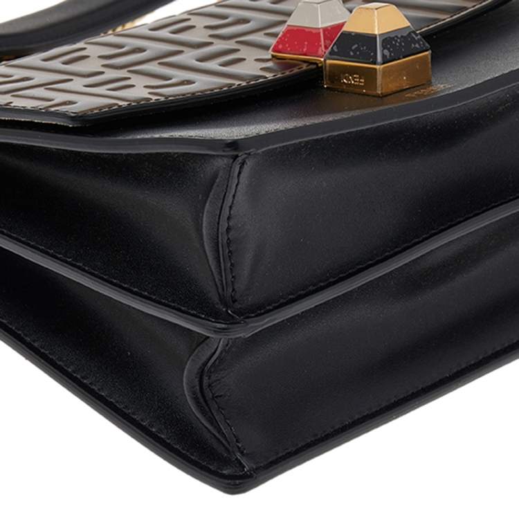 Pre Owned Fendi Brown Zucca Leather Mini Kan I Shoulder Bag