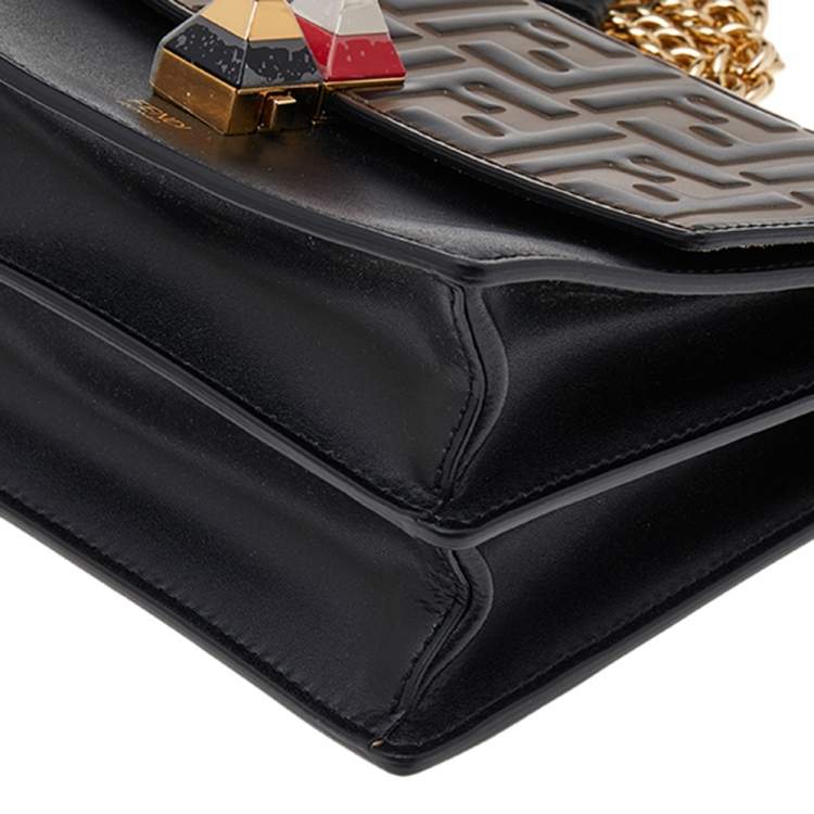 Pre Owned Fendi Brown Zucca Leather Mini Kan I Shoulder Bag