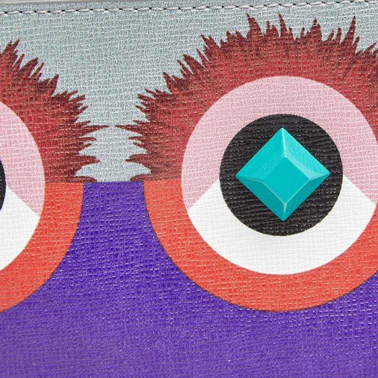 Pre Owned Fendi Multicolor Leather Monster Eye Zippy Coin Purse