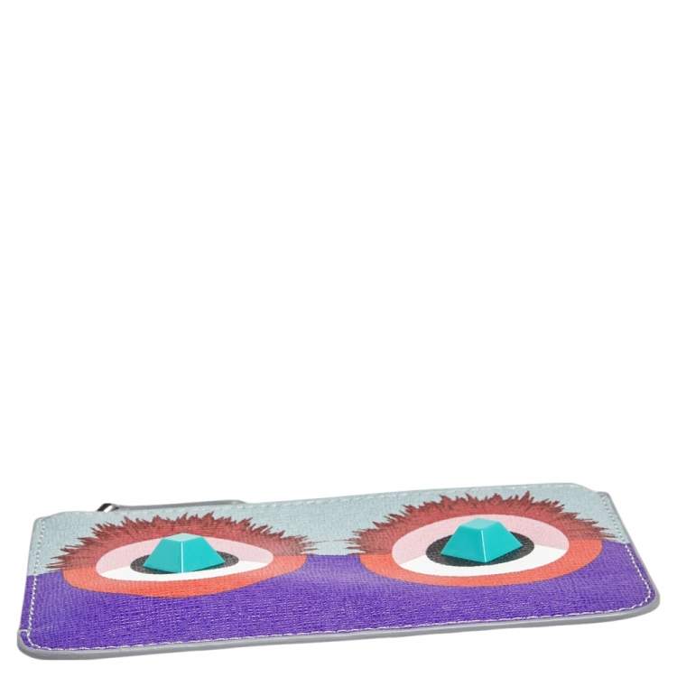Pre Owned Fendi Multicolor Leather Monster Eye Zippy Coin Purse