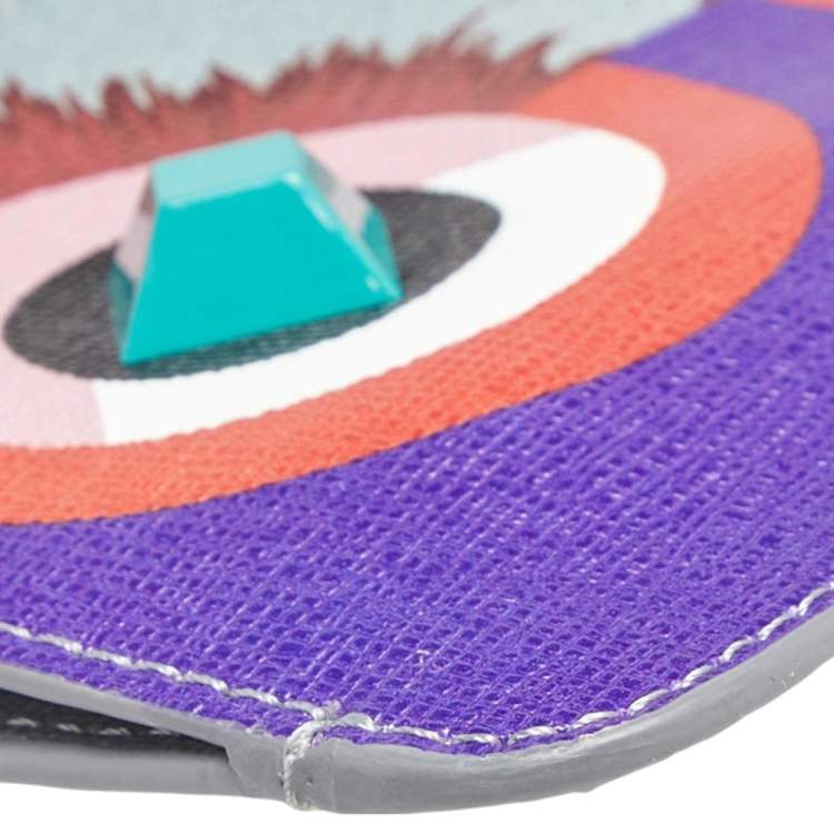 Pre Owned Fendi Multicolor Leather Monster Eye Zippy Coin Purse