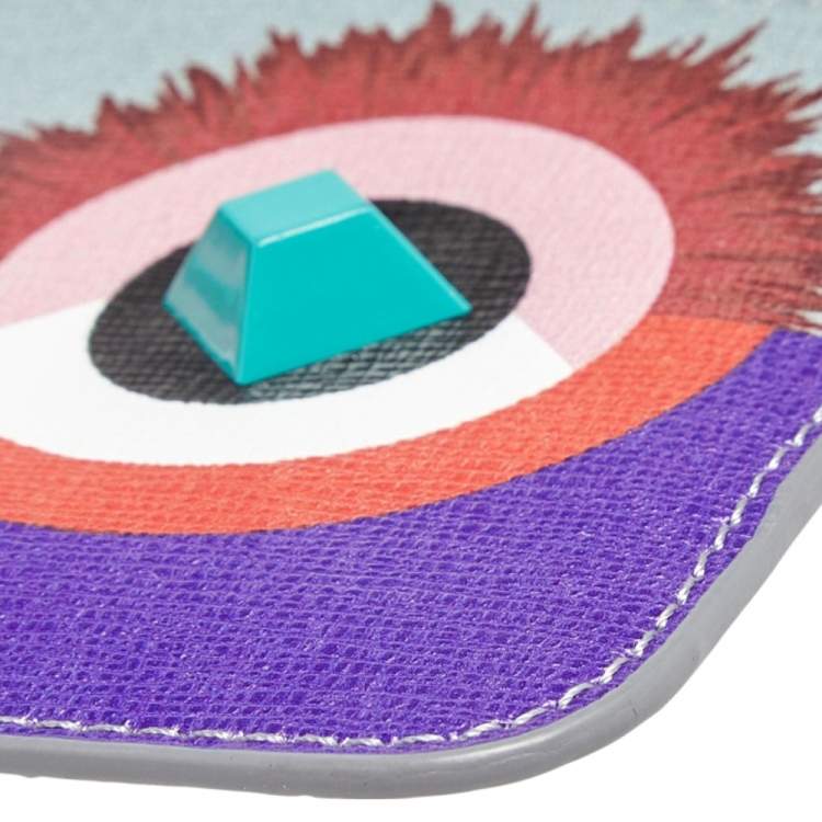 Pre Owned Fendi Multicolor Leather Monster Eye Zippy Coin Purse