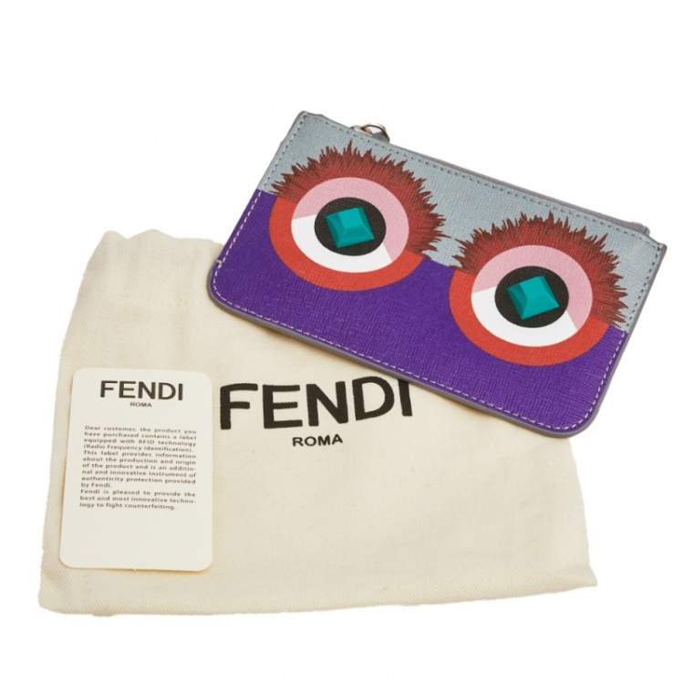 Pre Owned Fendi Multicolor Leather Monster Eye Zippy Coin Purse