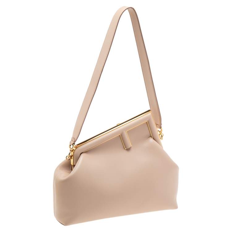 Pre Owned Fendi Beige Leather Medium First Shoulder Bag