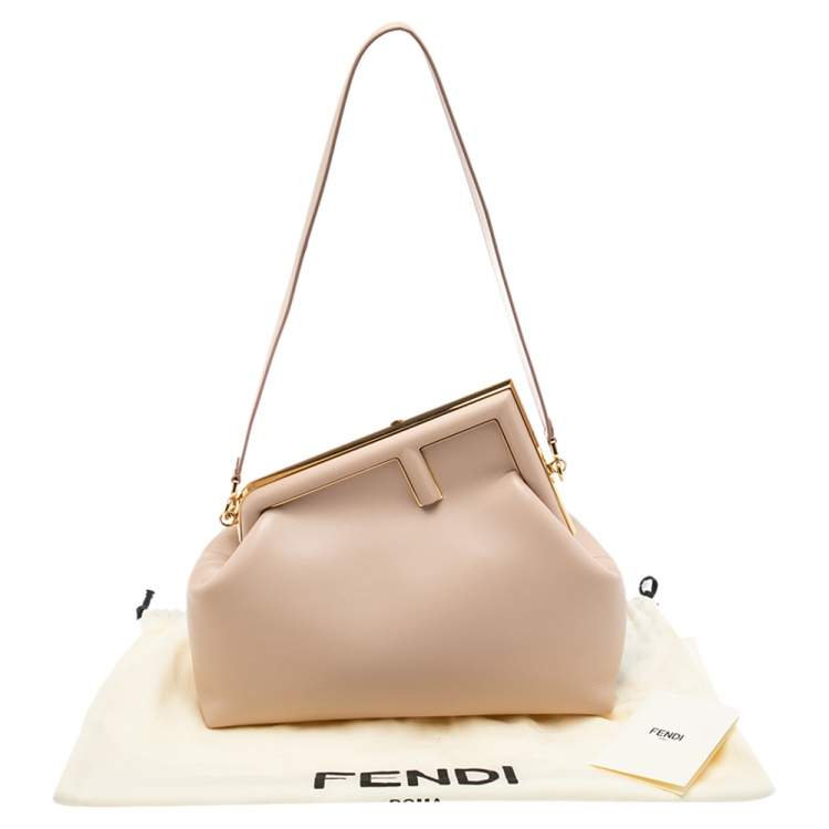 Pre Owned Fendi Beige Leather Medium First Shoulder Bag