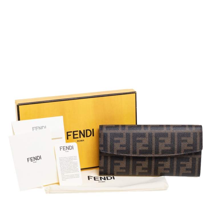 مملوكة مسبقًا Fendi Tobacco Zucca Coated Canvas Continental Wallet