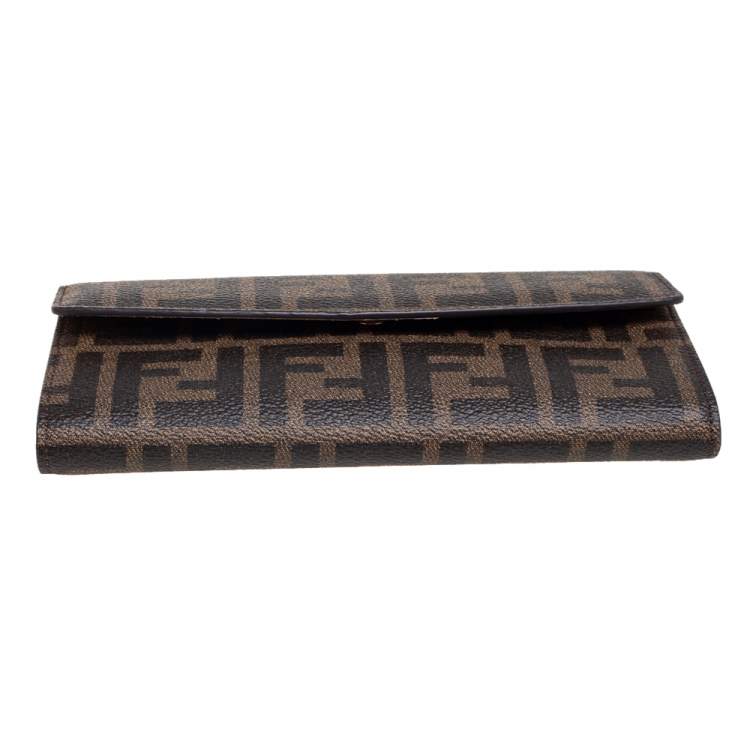 مملوكة مسبقًا Fendi Tobacco Zucca Coated Canvas Continental Wallet