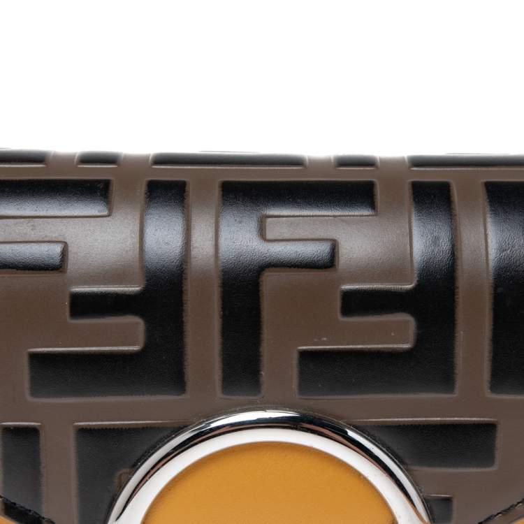 Pre Owned Fendi Mustard/Tobacco Zucca Leather Kan I F Belt Bag