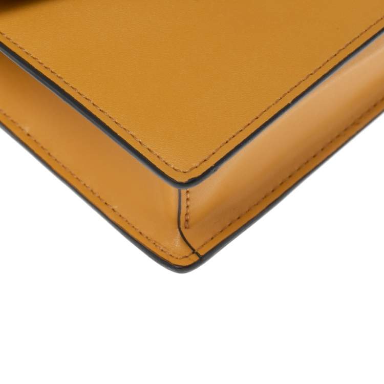 Pre Owned Fendi Mustard/Tobacco Zucca Leather Kan I F Belt Bag