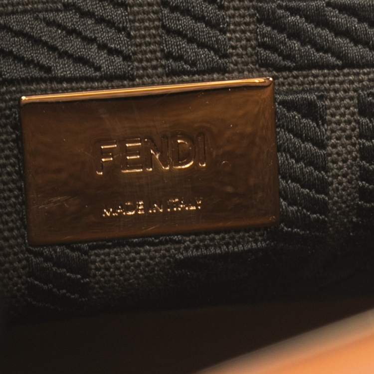 Pre Owned Fendi Tan Leather Medium Peekaboo Top Handle Bag