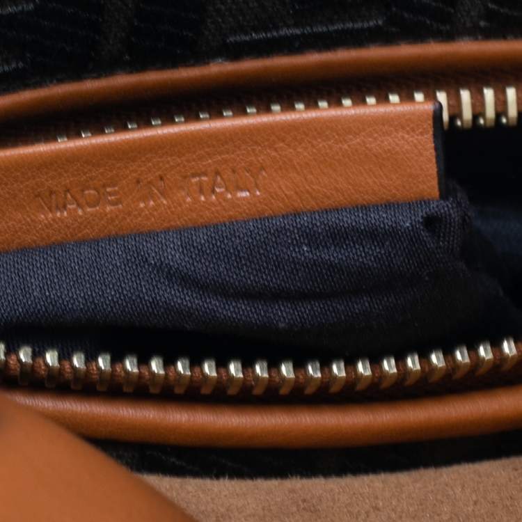 Pre Owned Fendi Tan Leather Medium Peekaboo Top Handle Bag