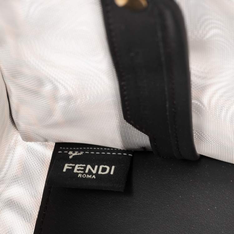 Pre Owned Fendi Tobacco Zucca Mesh and Leather Small Peekaboo Defender Clutch