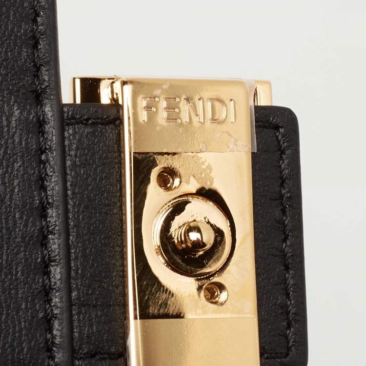 Pre Owned Fendi Black FF Embossed Leather Micro Trifold Wallet