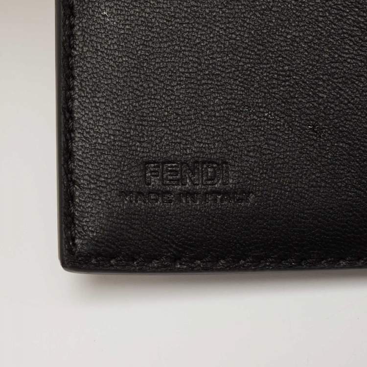 Pre Owned Fendi Black FF Embossed Leather Micro Trifold Wallet