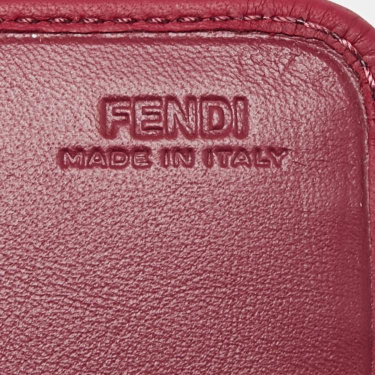 Pre Owned Fendi Brown/Burgundy Pequin Canvas and Leather Continental Wallet