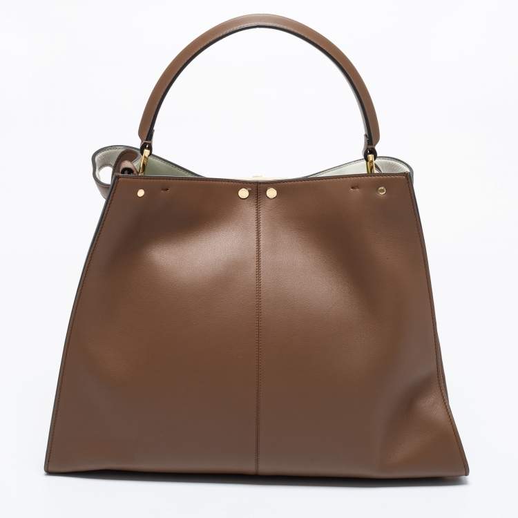 مملوكة مسبقًا Fendi Brown Leather Large X Lite Peekaboo Top Handle Bag