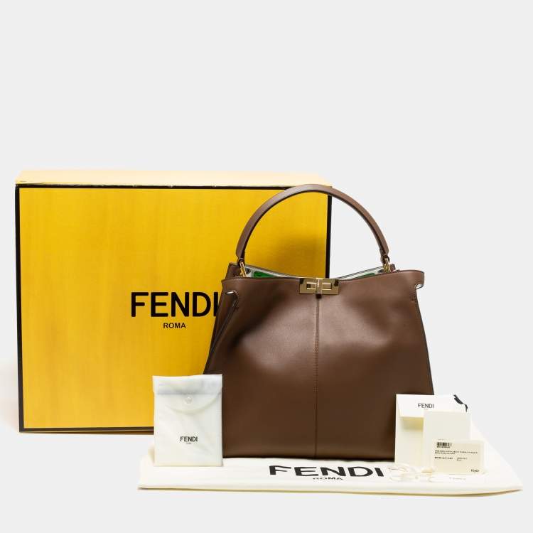 مملوكة مسبقًا Fendi Brown Leather Large X Lite Peekaboo Top Handle Bag