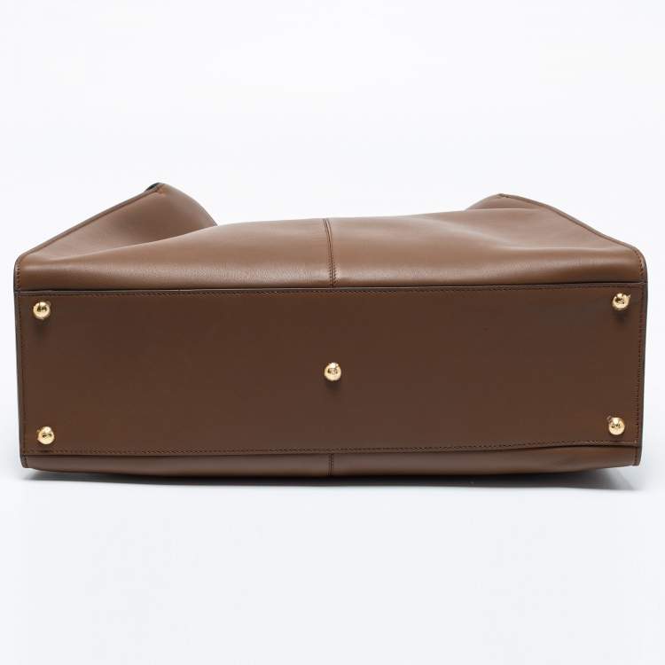 مملوكة مسبقًا Fendi Brown Leather Large X Lite Peekaboo Top Handle Bag