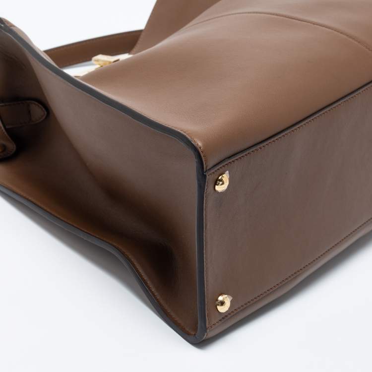 مملوكة مسبقًا Fendi Brown Leather Large X Lite Peekaboo Top Handle Bag