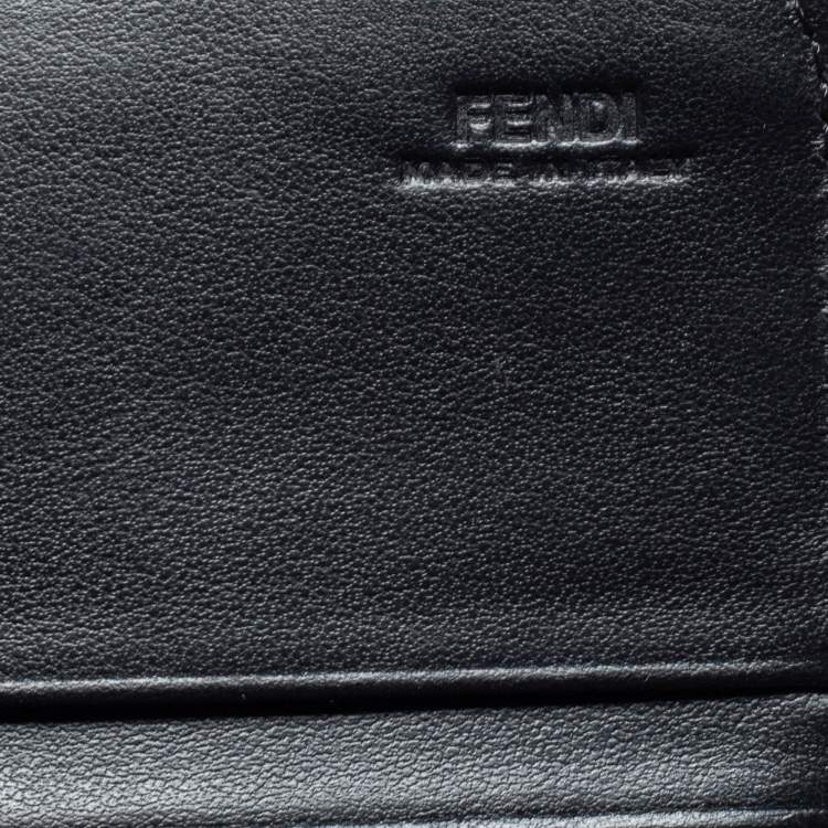 مملوكة مسبقًا Fendi Black Leather Studded Flap Wallet On Chain
