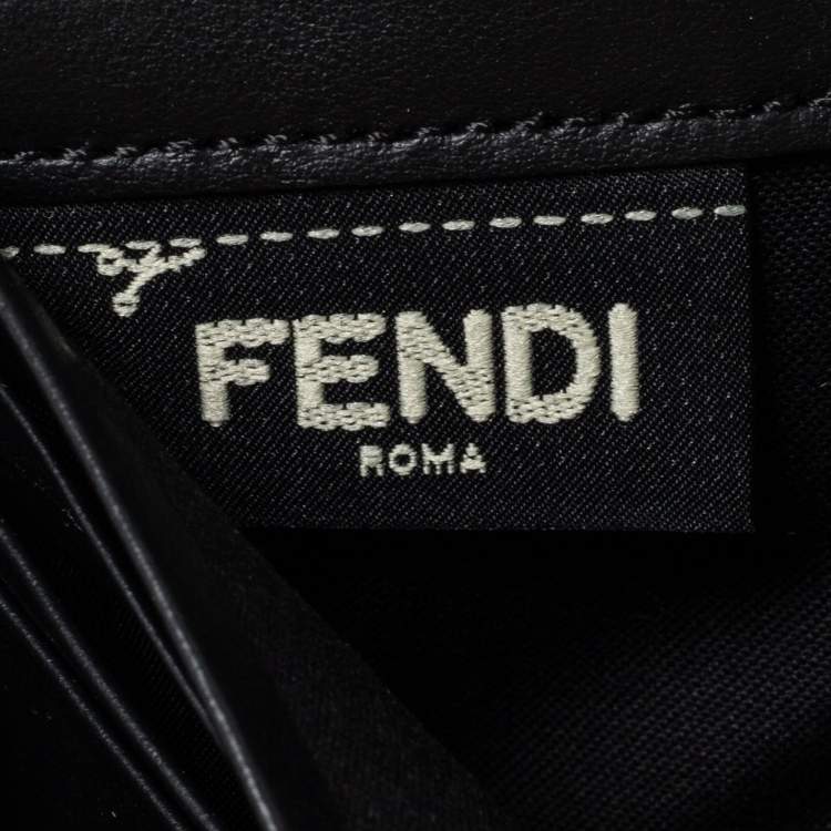 مملوكة مسبقًا Fendi Black Leather Studded Flap Wallet On Chain