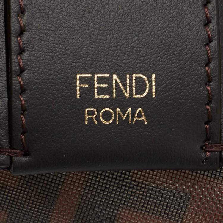 Pre Owned Fendi Brown Zucca Mesh and Leather Small Peekaboo Defender Pouch