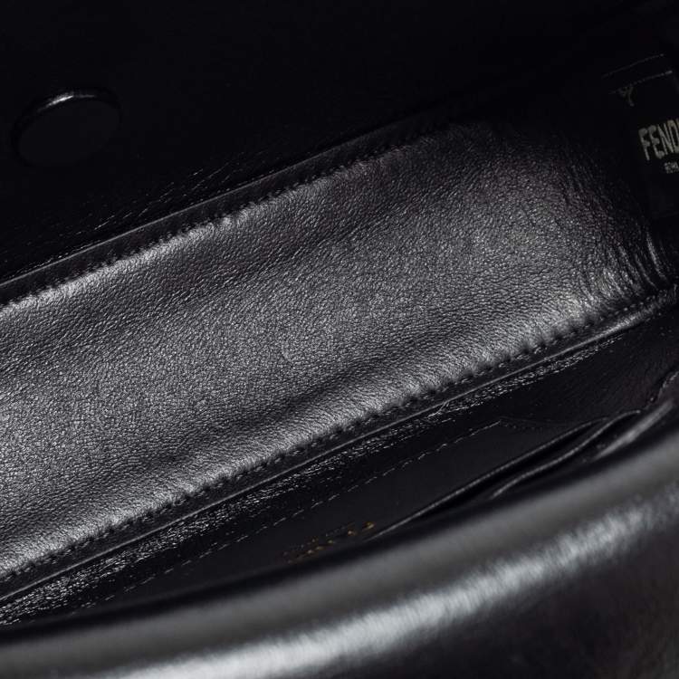 Pre Owned Fendi Black Glossy Leather FF Belt Bag 