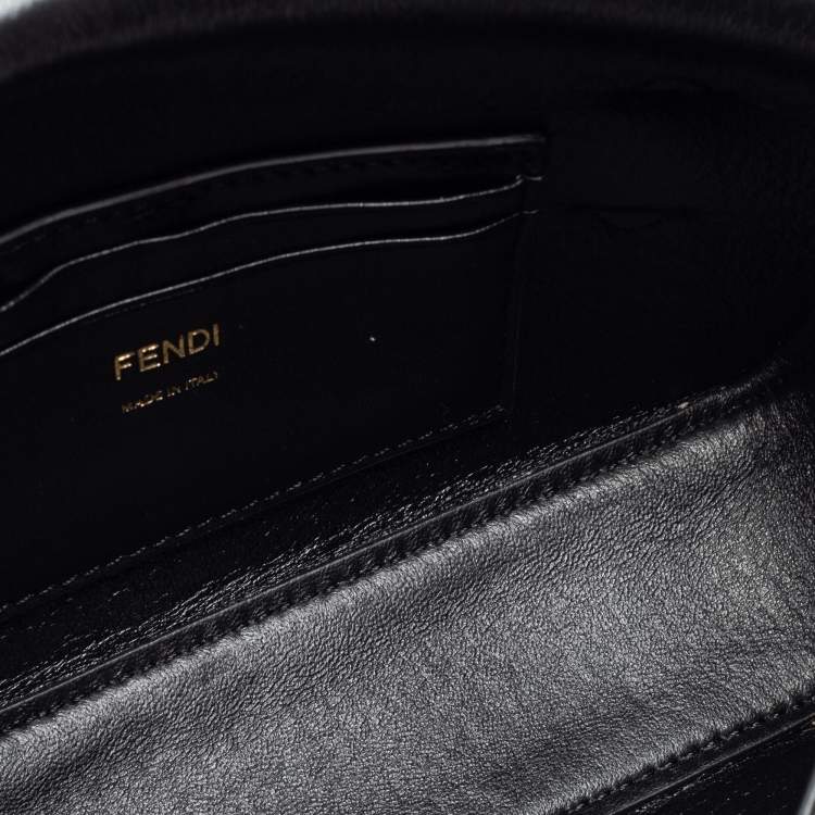 Pre Owned Fendi Black Glossy Leather FF Belt Bag 