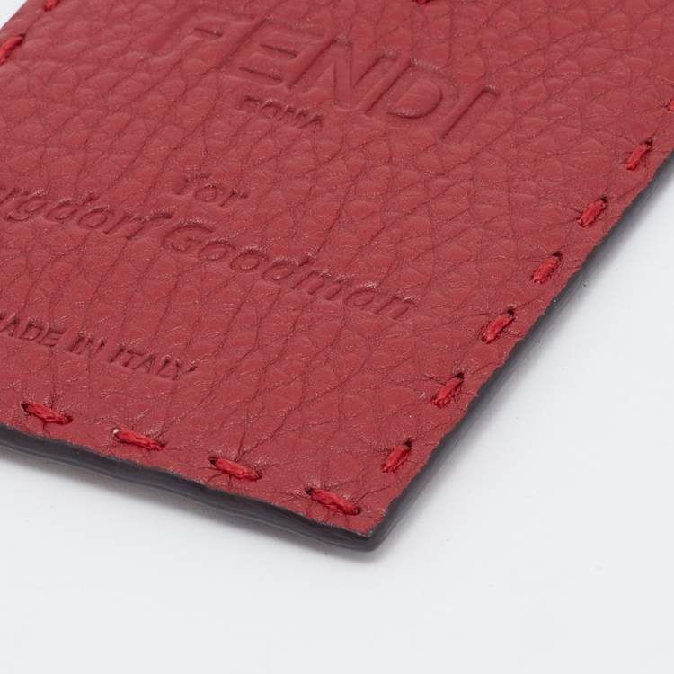 Pre Owned Fendi Red/Grey Selleria Leather and Python for BG Card Holder