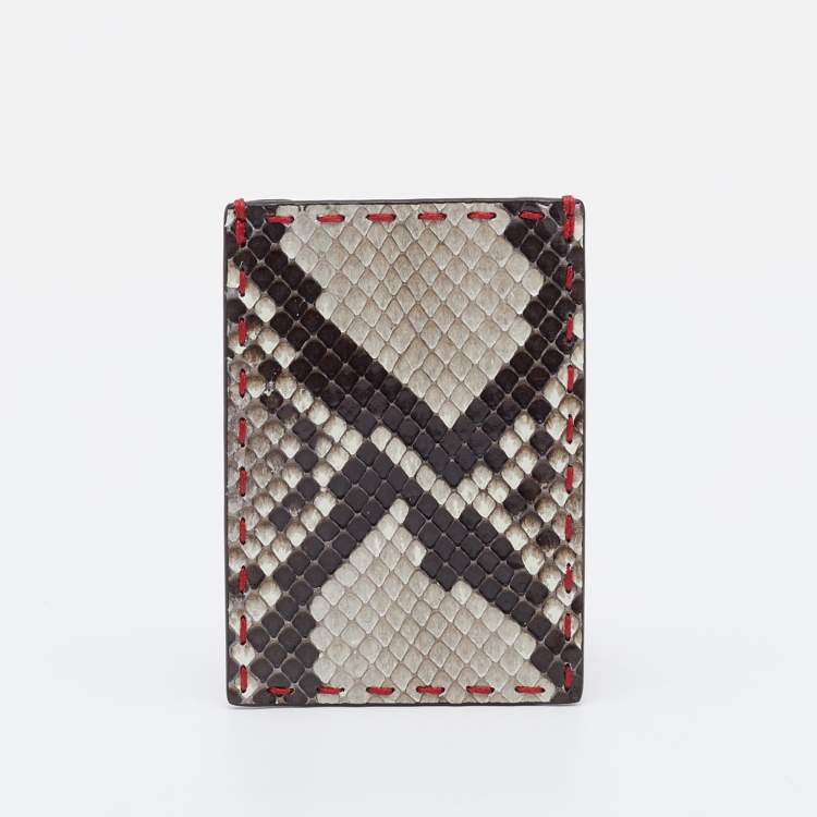 Pre Owned Fendi Red/Grey Selleria Leather and Python for BG Card Holder