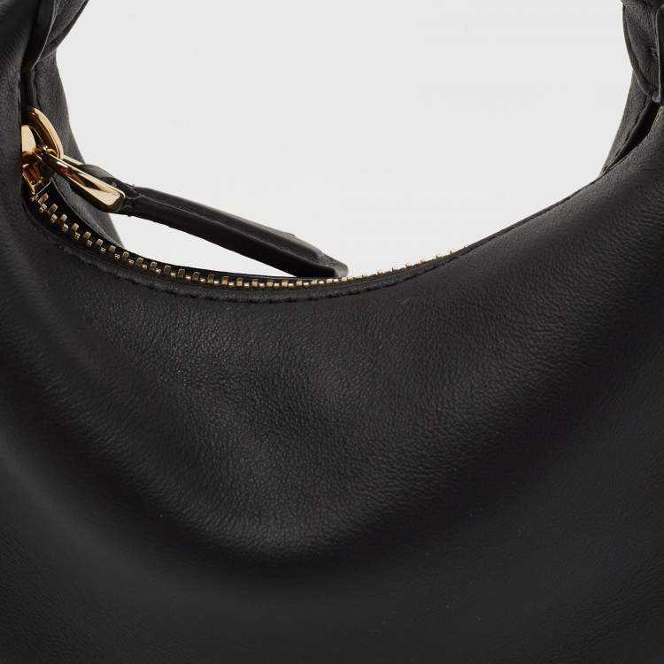 Pre Owned Fendi Black Leather Nano Fendigraphy Hobo