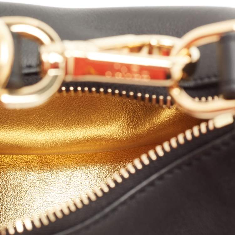 Pre Owned Fendi Black Leather Nano Fendigraphy Hobo